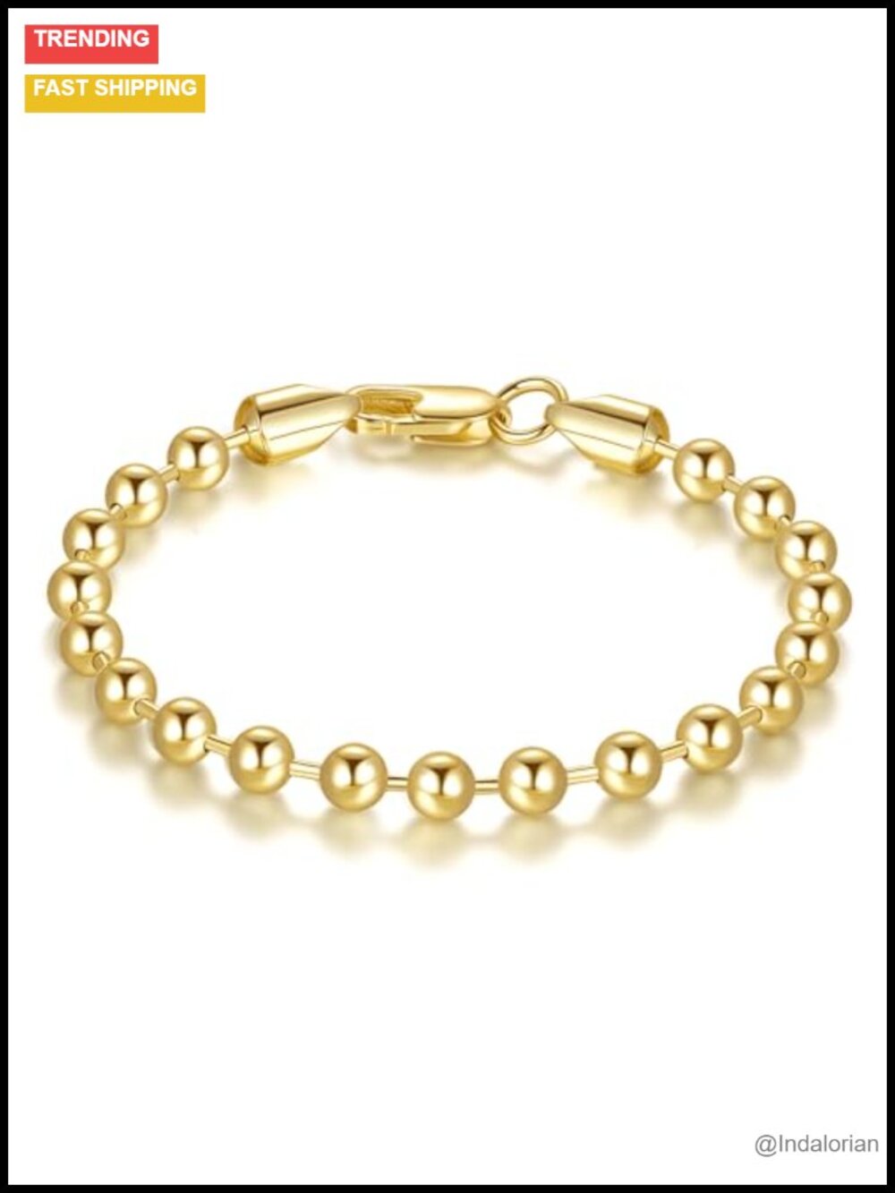 MELELIFE 14K Gold Plated Link Bracelet for Women Bead Chain Lobster Clasp